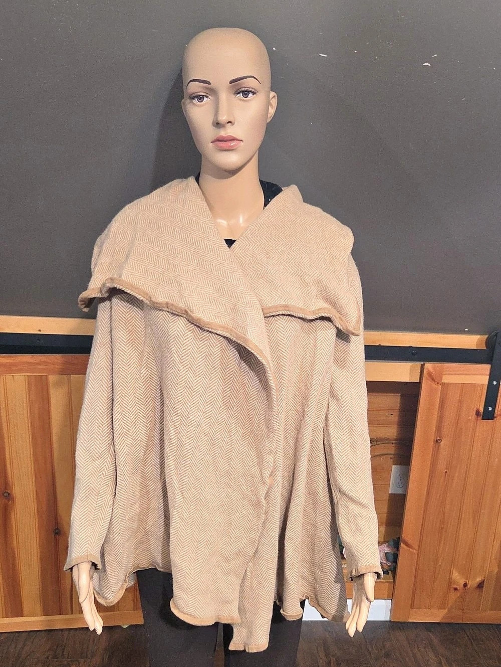 Laurel Ralph Laurel Wool Beige Hooded Cape Sweater